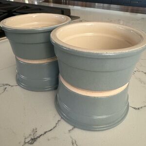 4 blue ceramic ramekins